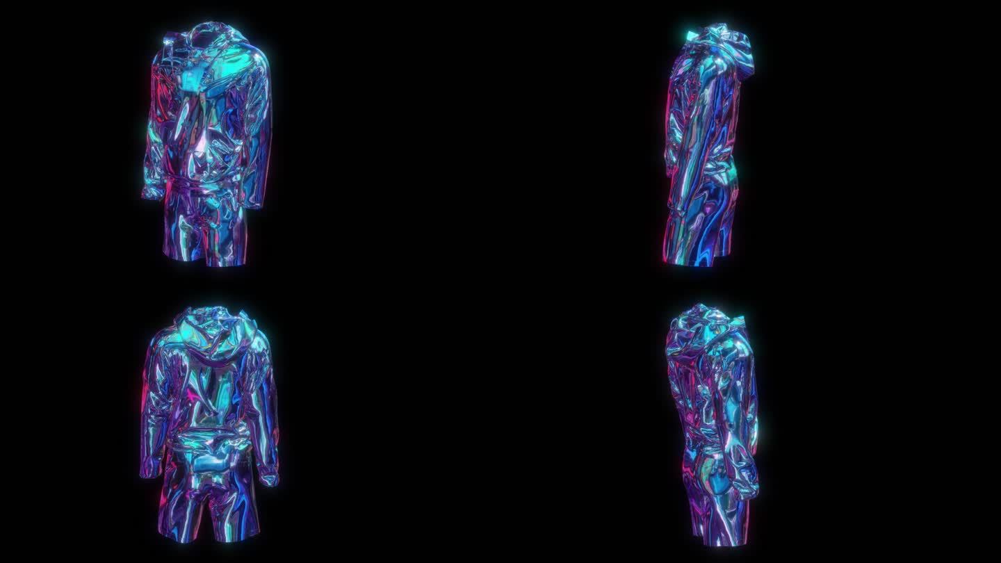 赛博朋克元宇宙男士运动套装透明通道素材