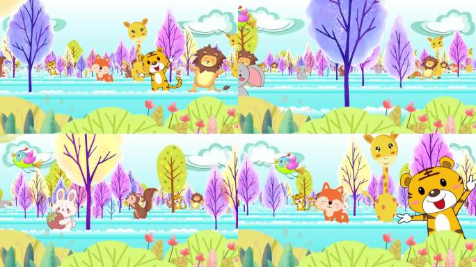 卡通儿童森林动物狂欢派对舞台背景音乐素材