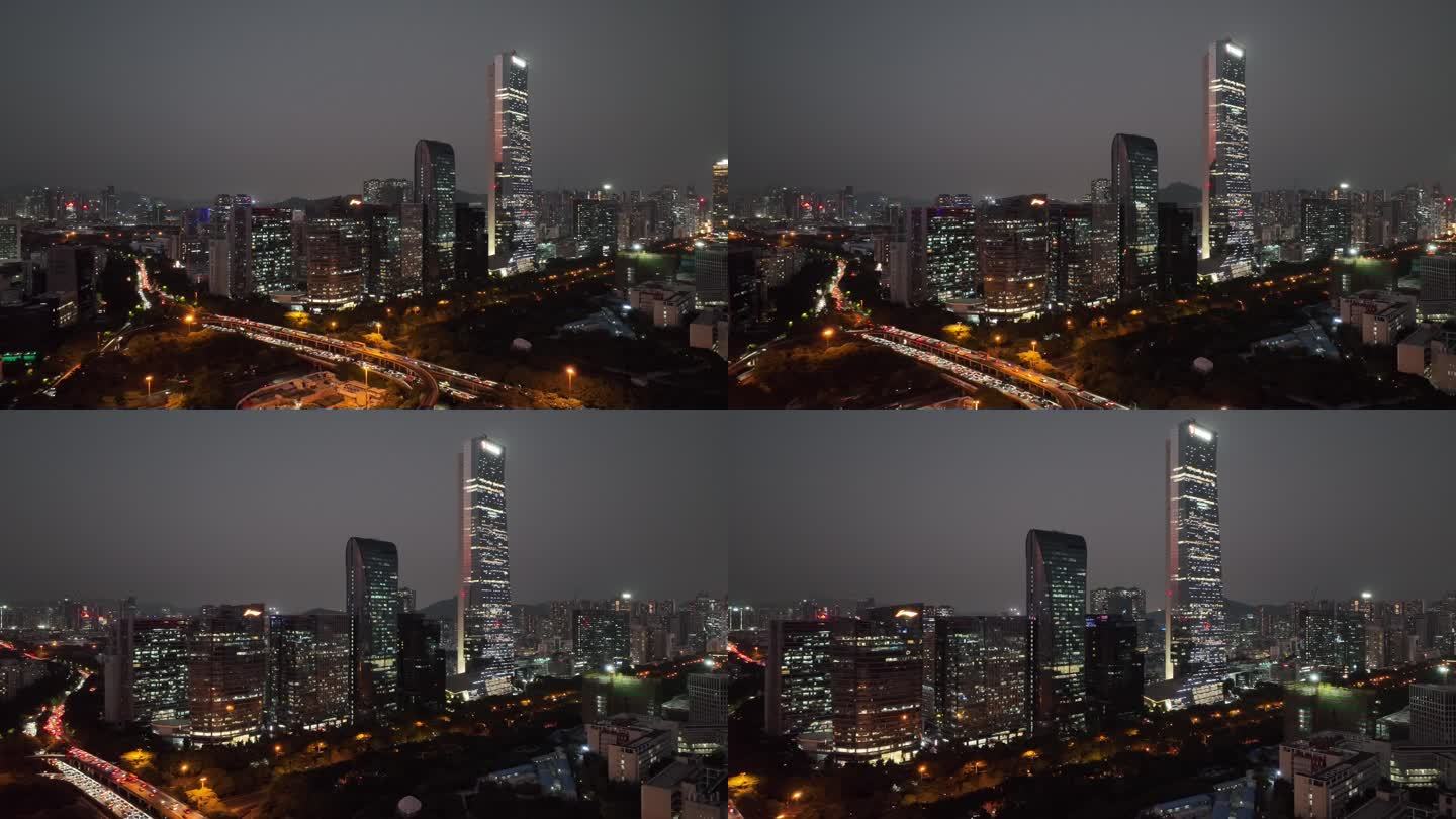 深圳南山区汉京大厦夜景航拍