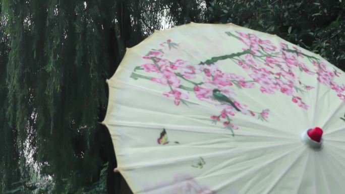 【原创版权】古风淡雅长裙美女撑油纸伞