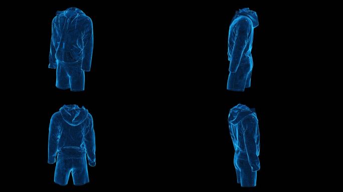 蓝色科技线条男士运动套装透明通道素材