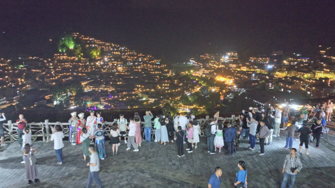 西江千户苗寨夜景航拍合集