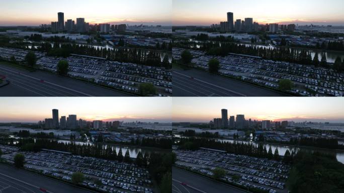 4K原素材-航拍上海大众汽车停车场