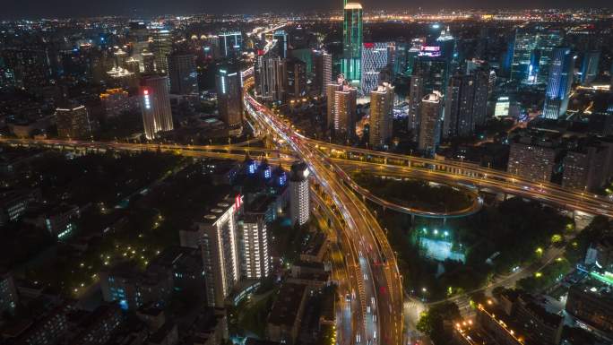 上海延安西路立交夜景延时