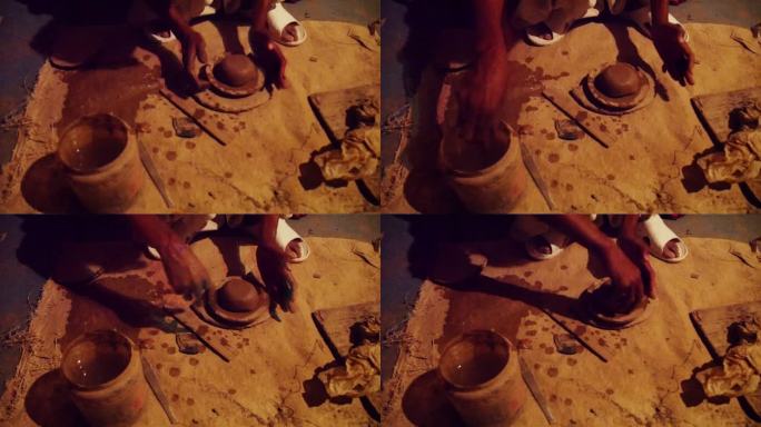 用粘土做小碗的人陶土泥土泥塑