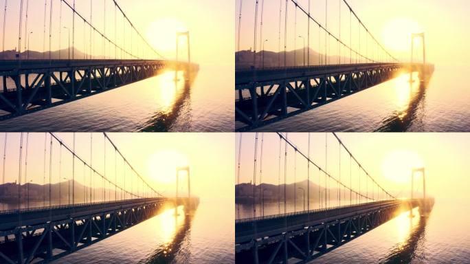 日出的海上桥梁清晨日出形象专题旅游宣传