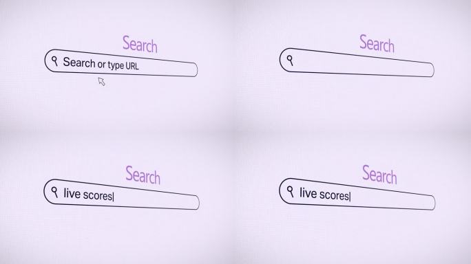 在搜索栏中键入Live Scores。在网络浏览器股票视频上搜索实时分数。