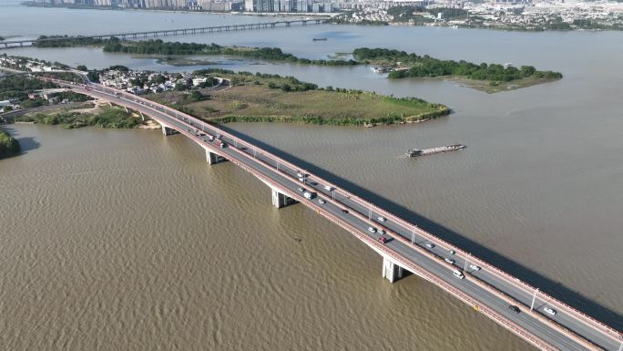 福州乌龙江闽侯南屿城市自然风光航拍