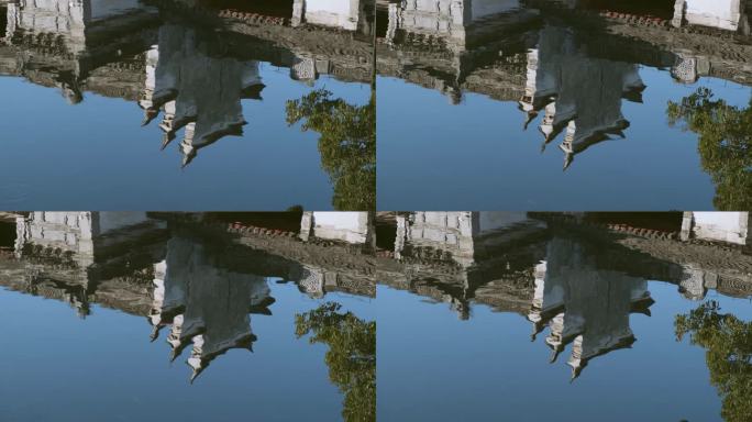 中国古建筑马头墙水面倒影
