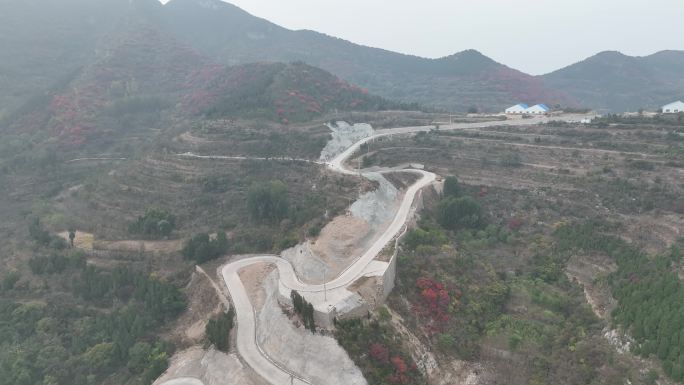 航拍济南彩石盘山公路