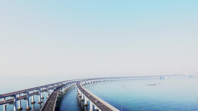 大连星海湾大桥航拍鸟瞰辽宁跨海桥梁