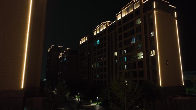 房地产楼体灯带亮化小区灯光城市用电住宅楼