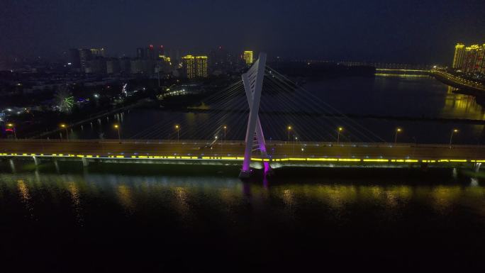 航拍锦州云飞大桥夜景