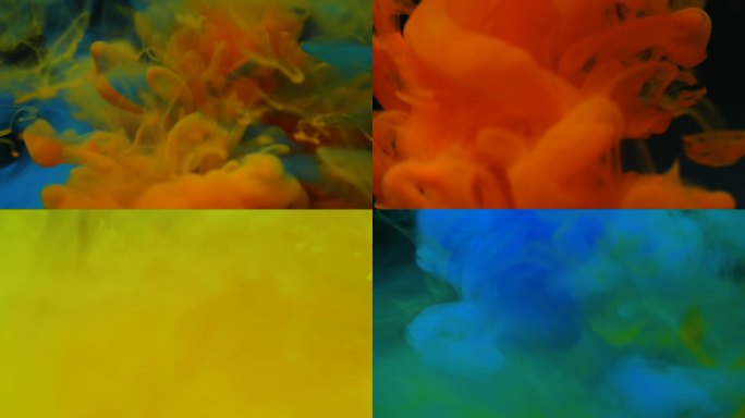 4K抽象彩色颜料水中扩散