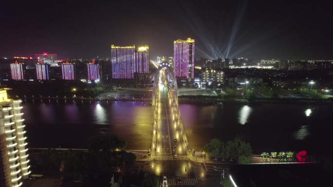航拍梅河大桥夜景一镜到底-HLG