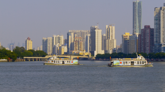 广州轮渡交通黄沙码头水上巴士交通珠江游玩