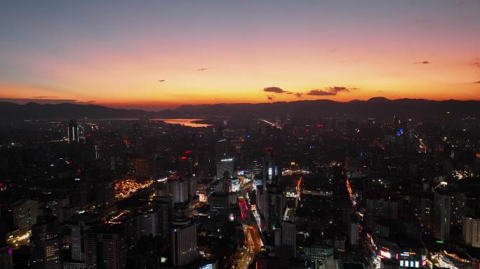 5K-昆明市中心街景，昆明夜景，城市夜景