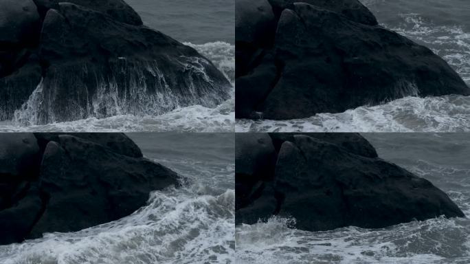 岩石海浪慢镜头
