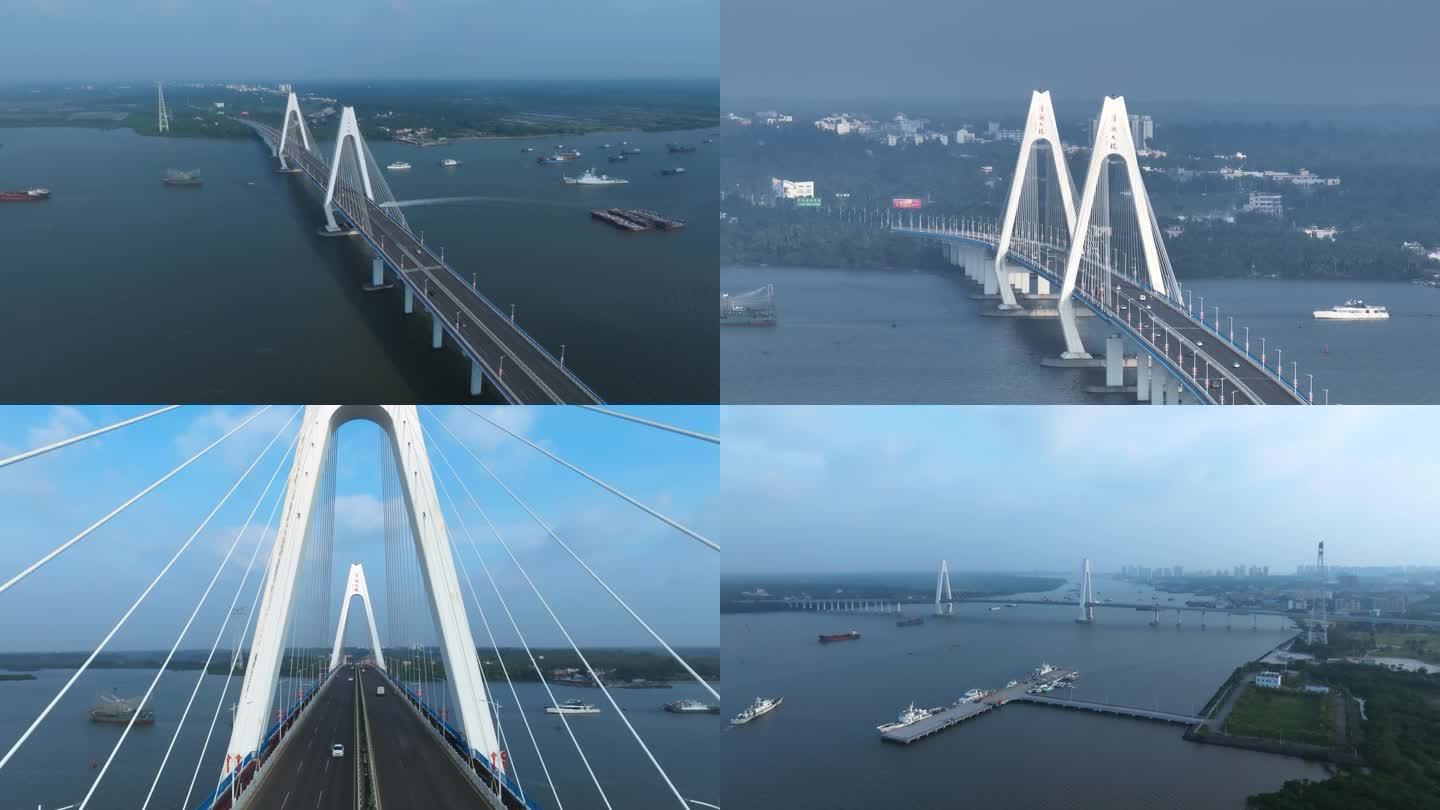 海南文昌清澜大桥4K航拍素材多角度