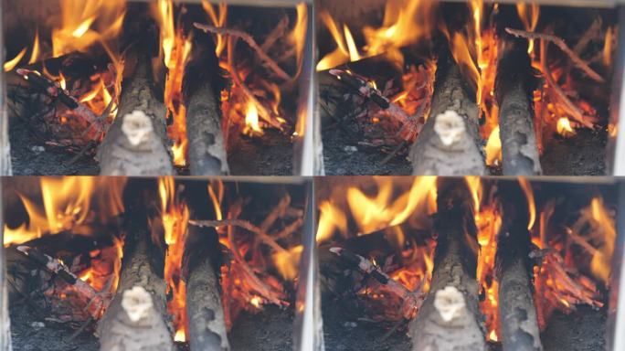 木柴烧火火焰火苗