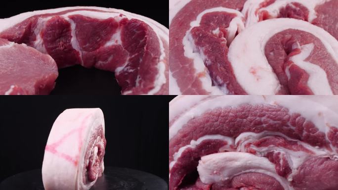 猪肉细节展示-猪肉-五花肉-肥肉-猪肉卷