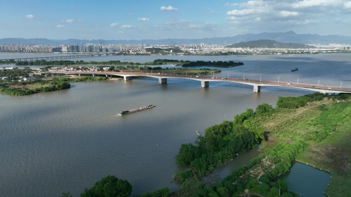 福州乌龙江闽侯南屿城市自然风光航拍