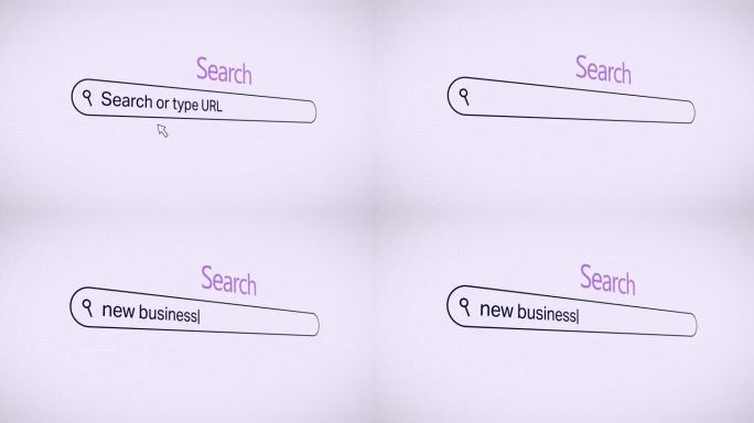 在搜索栏中键入“新业务”。在web浏览器股票视频上搜索新业务。