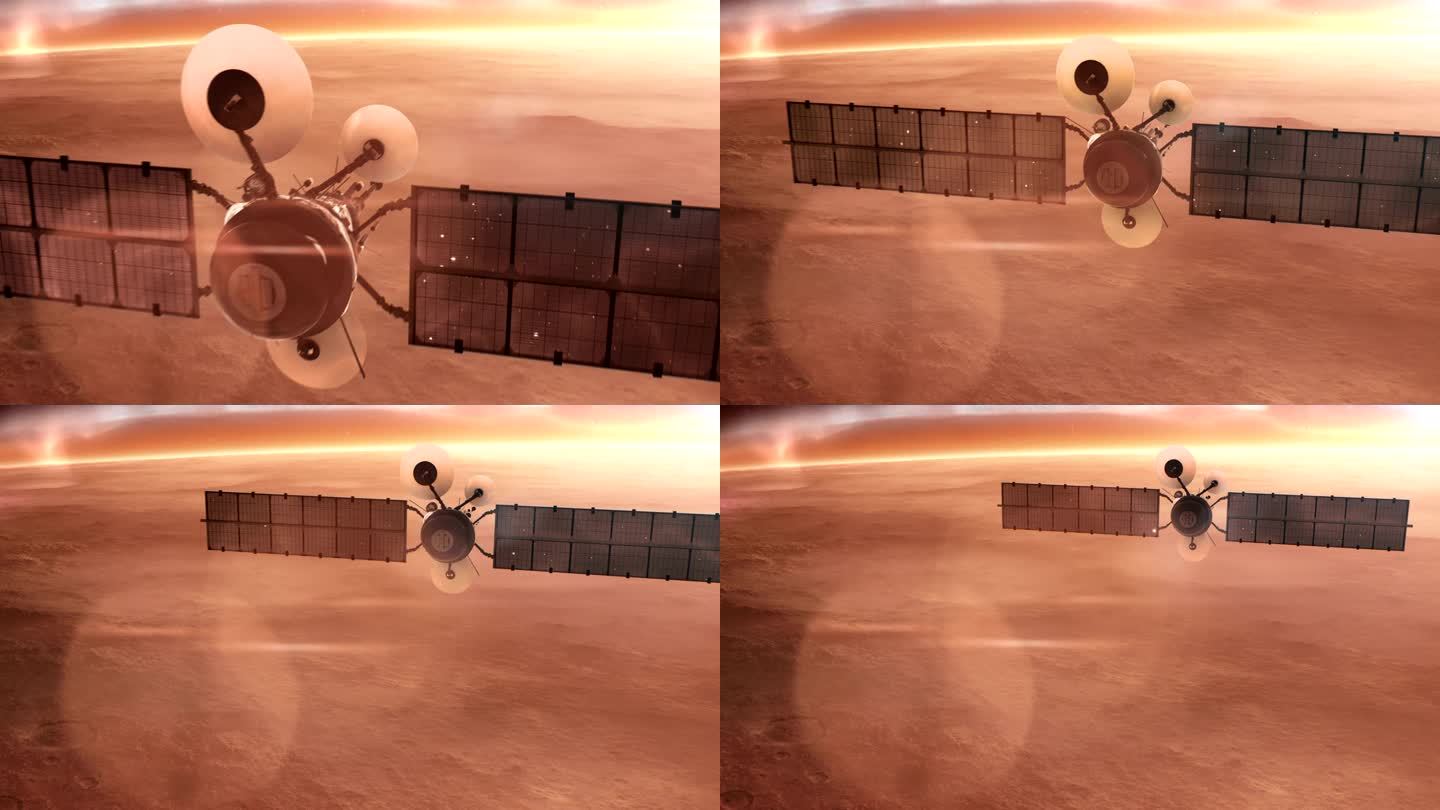 红色火星表面的卫星。