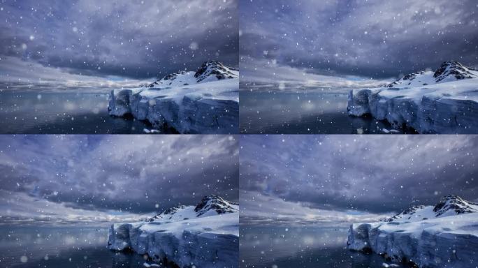 下雪冰岛雪山海洋冰川