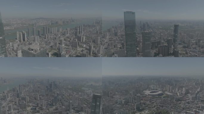 长沙城市航拍大景4K灰度