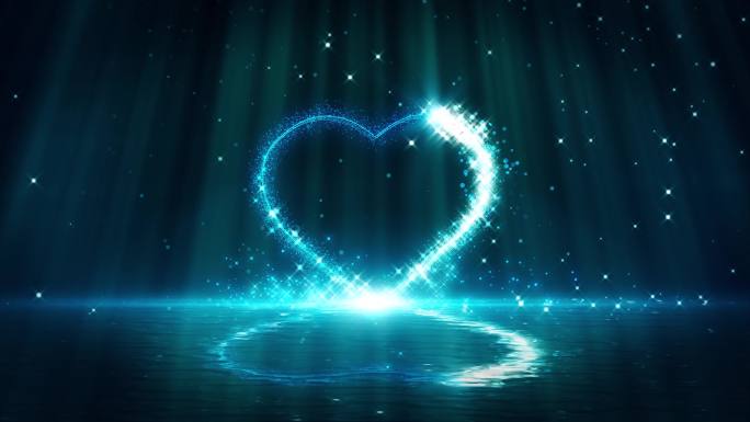 蓝色爱心粒子视频背景素材