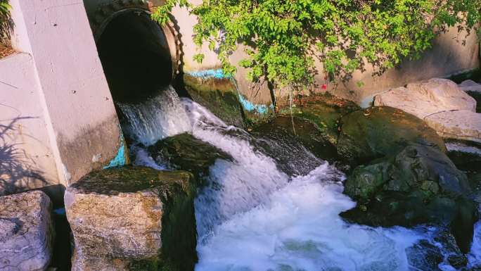 城市生活再生水 中水排放出水口污水处理