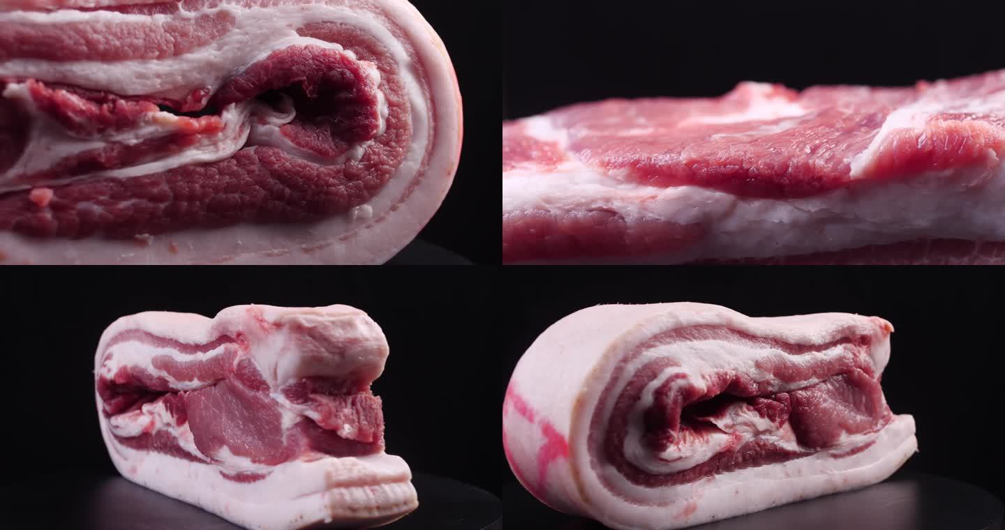 猪肉细节展示-猪肉-五花肉-肥肉-猪肉卷