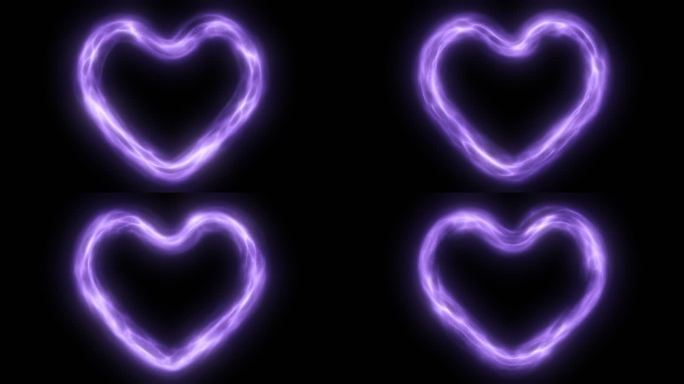 紫色粒子流光爱心边框带通道