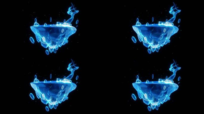 全息科技感精灵岛3D图标展示台