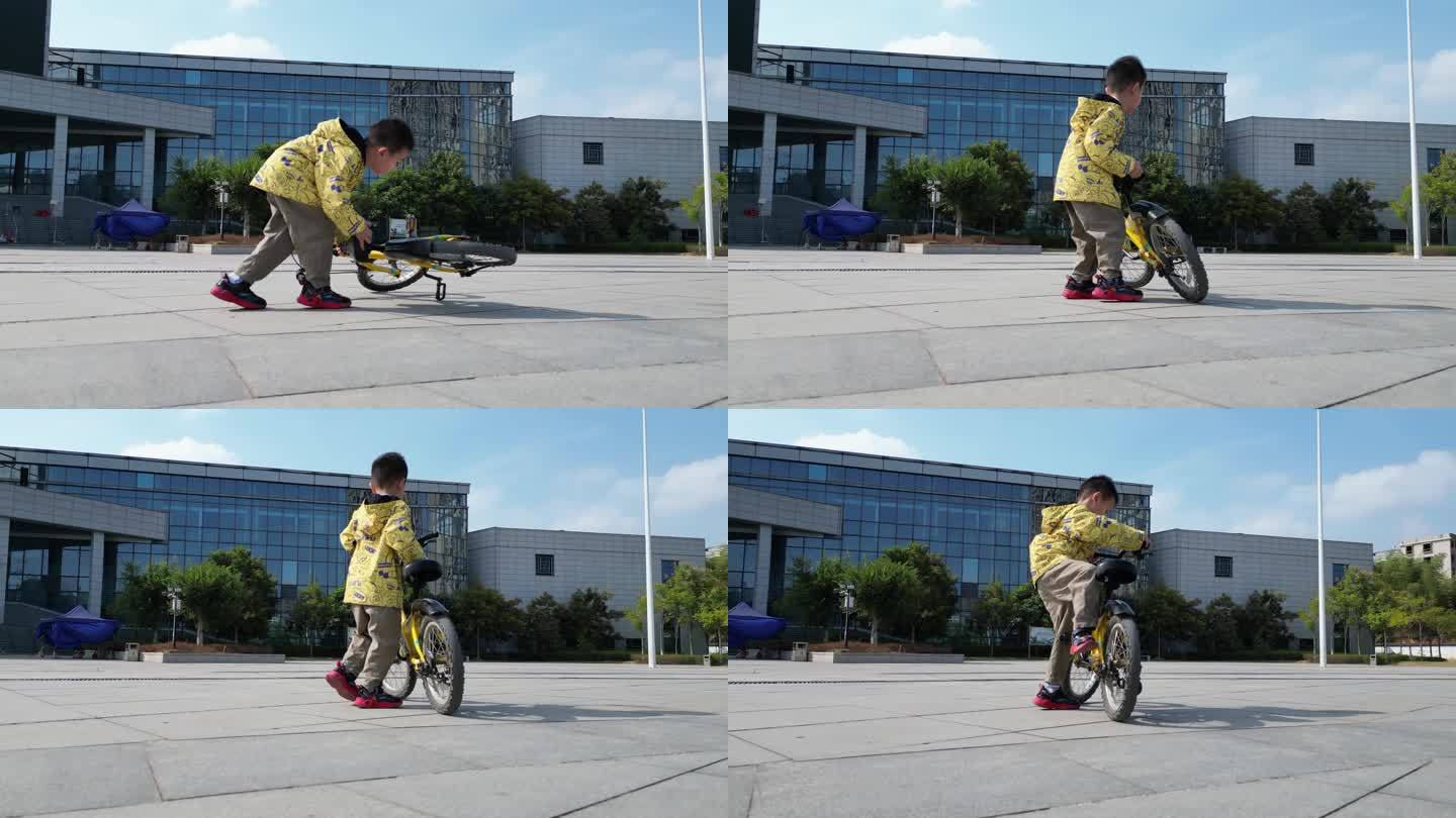 小男孩骑自行车摔倒了-蓝牛仔影像-中国原创广告影像素材