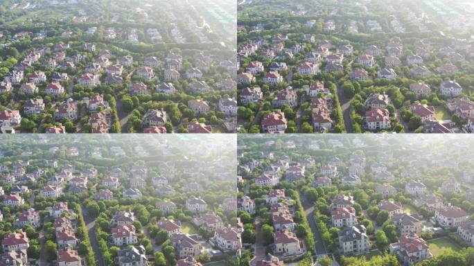 4K原素材-航拍上海青浦西郊高档别墅区
