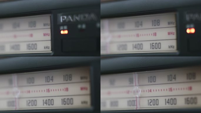 收音机频段特写，滑轨运动镜头