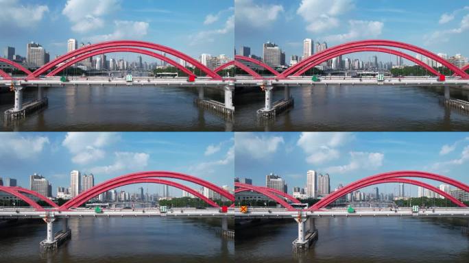 广州解放大桥交通航拍
