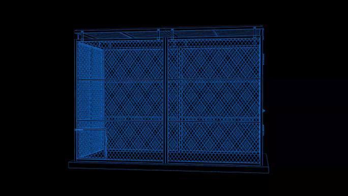 4k蓝色全息科技线框笼子素材带通道