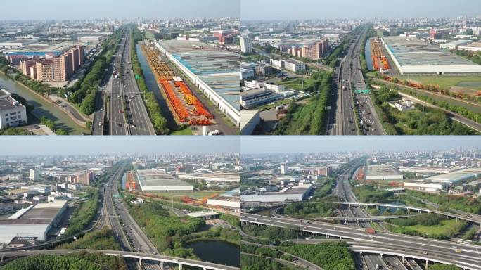 4K原素材-航拍上海高速公路
