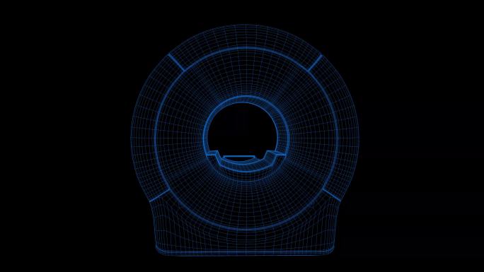 4k蓝色全息科技线框核磁共振素材带通道