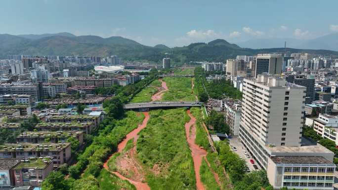 凉山彝族自治州西昌市区城市界面航拍4K