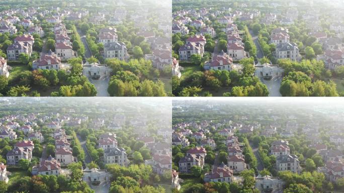 4K原素材-航拍上海青浦西郊高档别墅区