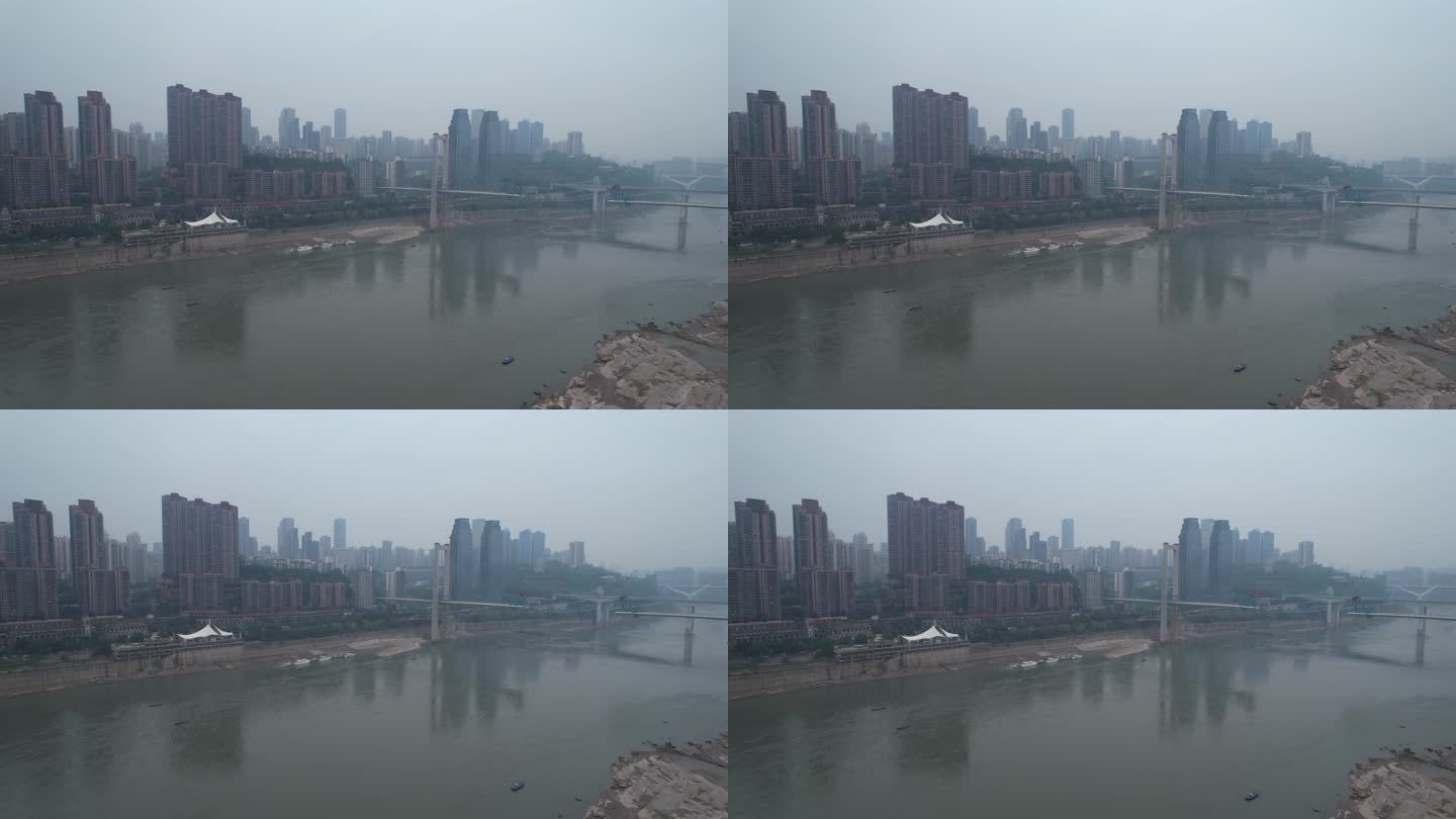重庆长江岸边建筑航拍
