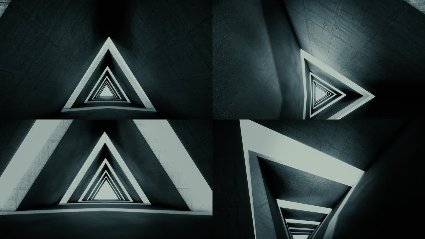 黑白建筑光影隧道穿梭多镜头组合