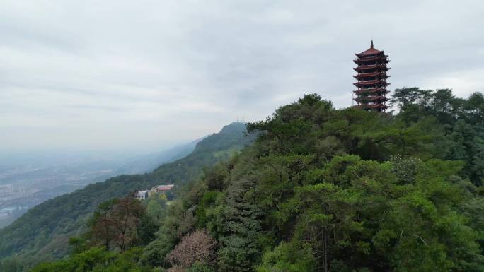 【合集】重庆北碚缙云山观景塔自然景观航拍