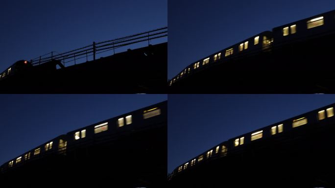 黄昏时的地铁列车夜班车