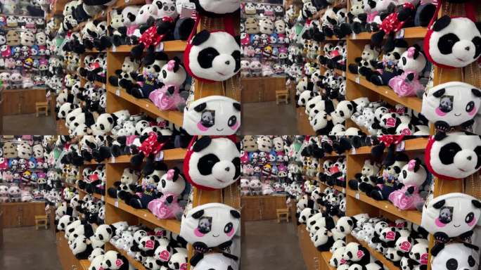文旅店熊猫玩具展柜摇