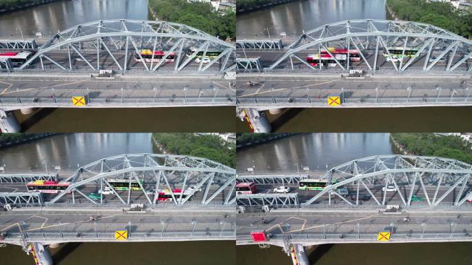 广州海珠大桥航拍交通